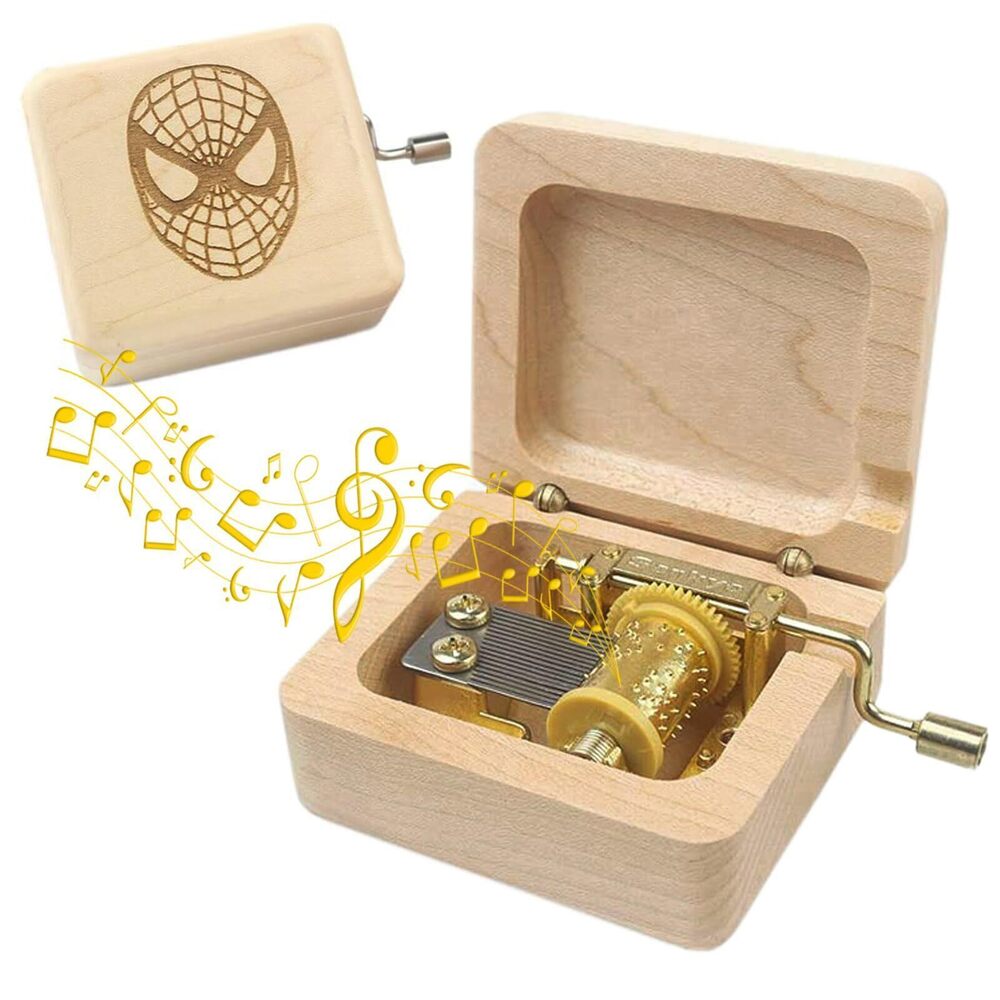 7694 Wooden Music Box Hand Crank Classic Antique Carved Musical Boxes